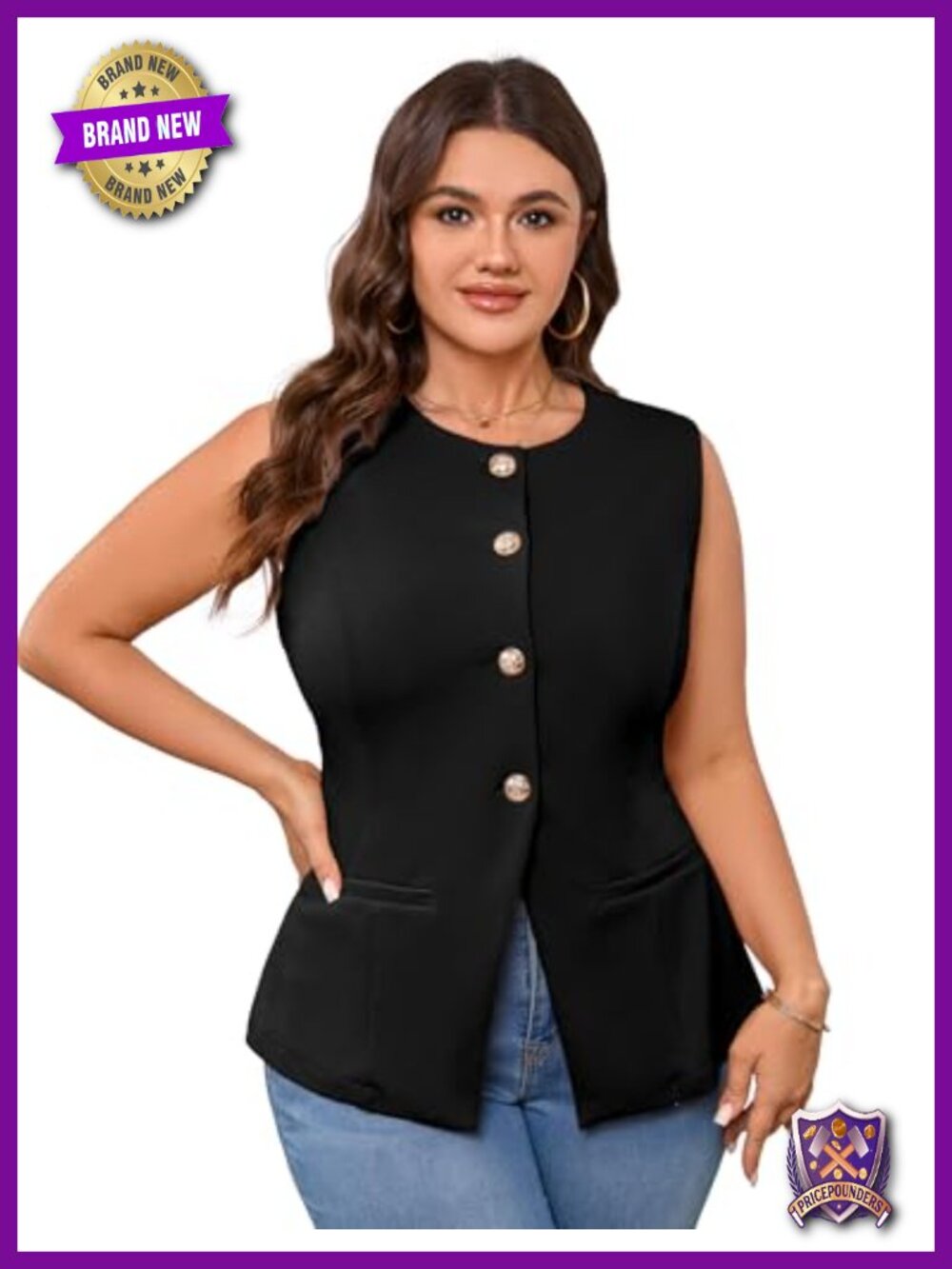 Women's Sleeveless Button Down Waistcoat Vest Suit Blazer Top Business